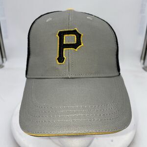 Pittsburgh Pirates MLB "P" Gray Adjustable Snapback Hat w Mesh Baseball Cap